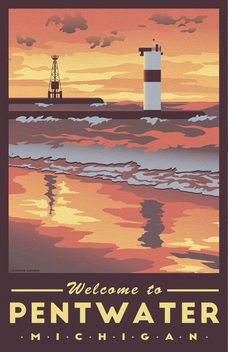 Pentwater Travel Poster